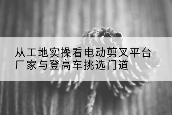 南召电动剪叉升降平台厂家-从工地实操看电动剪叉平台厂家与登高车挑选门道